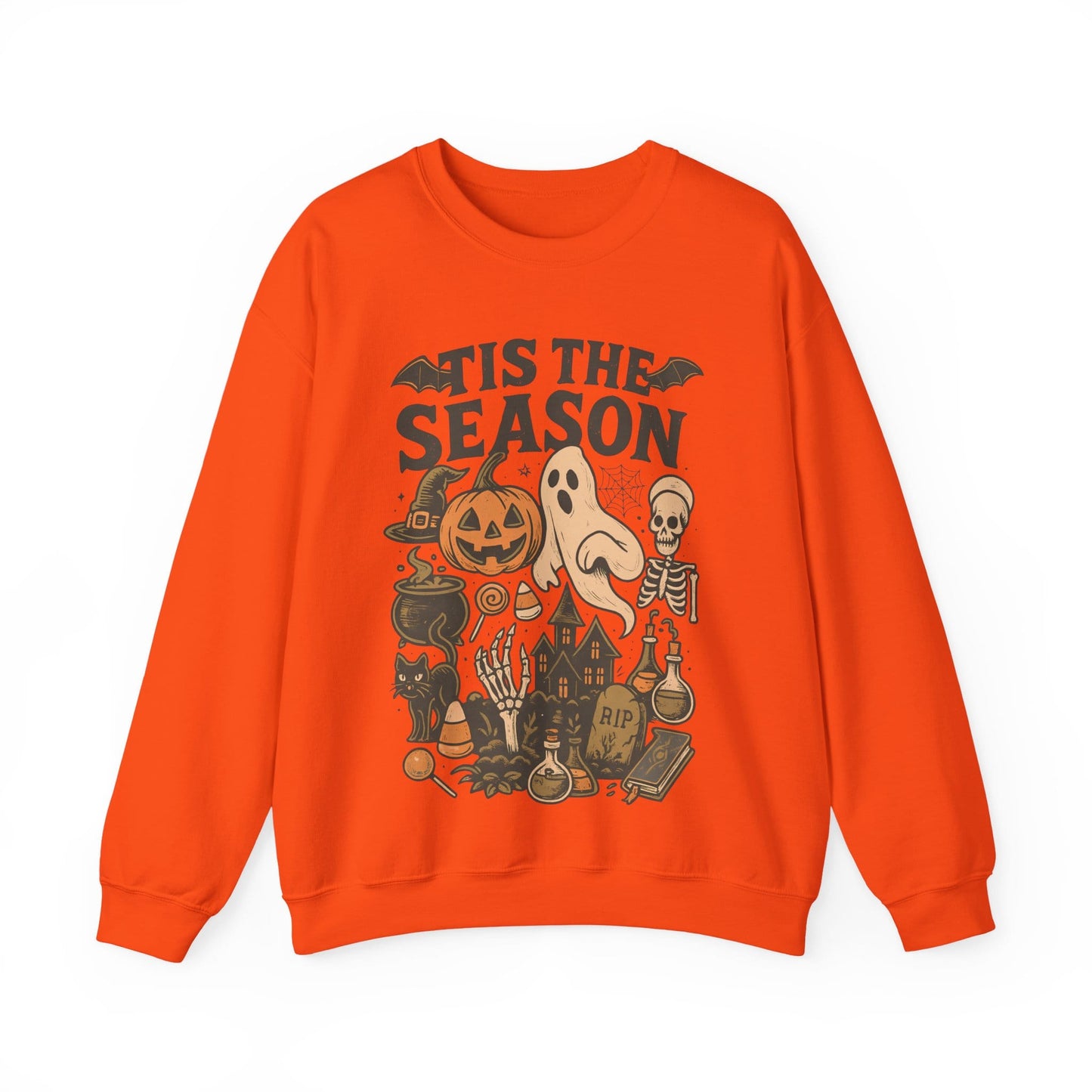 Tis The Season -Ghost & Pumpkin Halloween Crewneck Sweatshirt