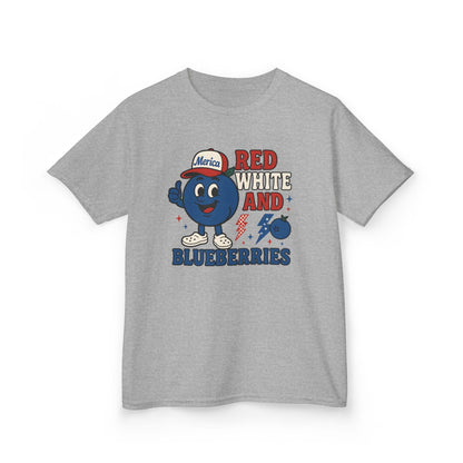 Red, White and Blueberries Patriotic Blueberry Graphic Kids T-Shirt
