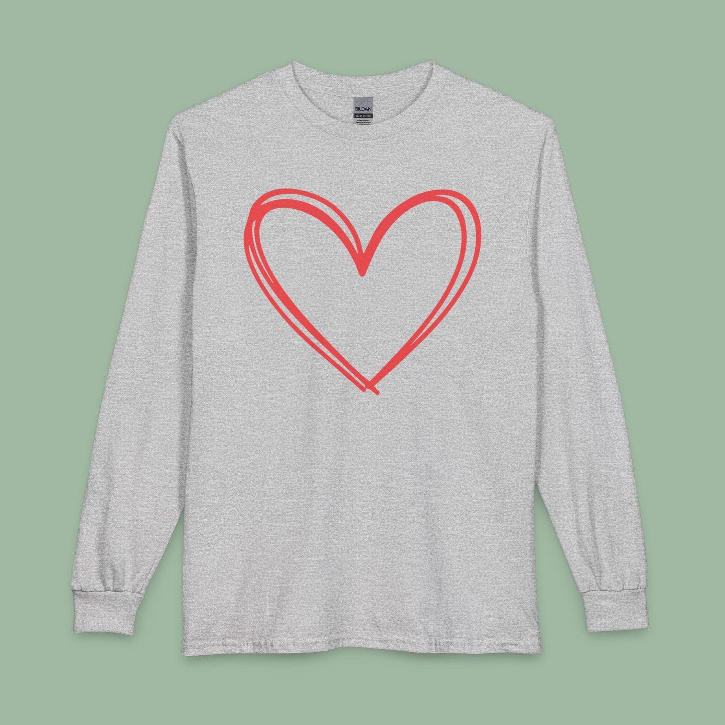 Long Sleeve Valentine Heart Tee – Cozy Vegan Shirt for Chilly Love Days | Shop Now