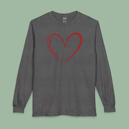 Minimalist Heart Love Tee – Vegan Valentine’s Long Sleeve Shirt | Ethical & Sweet Style