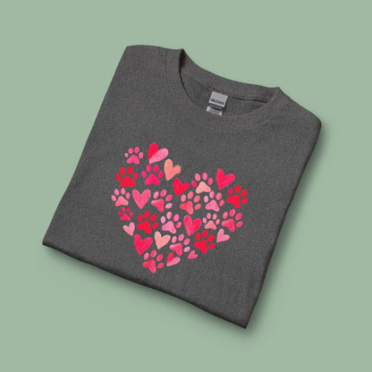 Paw Print Heart Valentine Tee – Vegan Animal Lover Long Sleeve Shirt | Order Now
