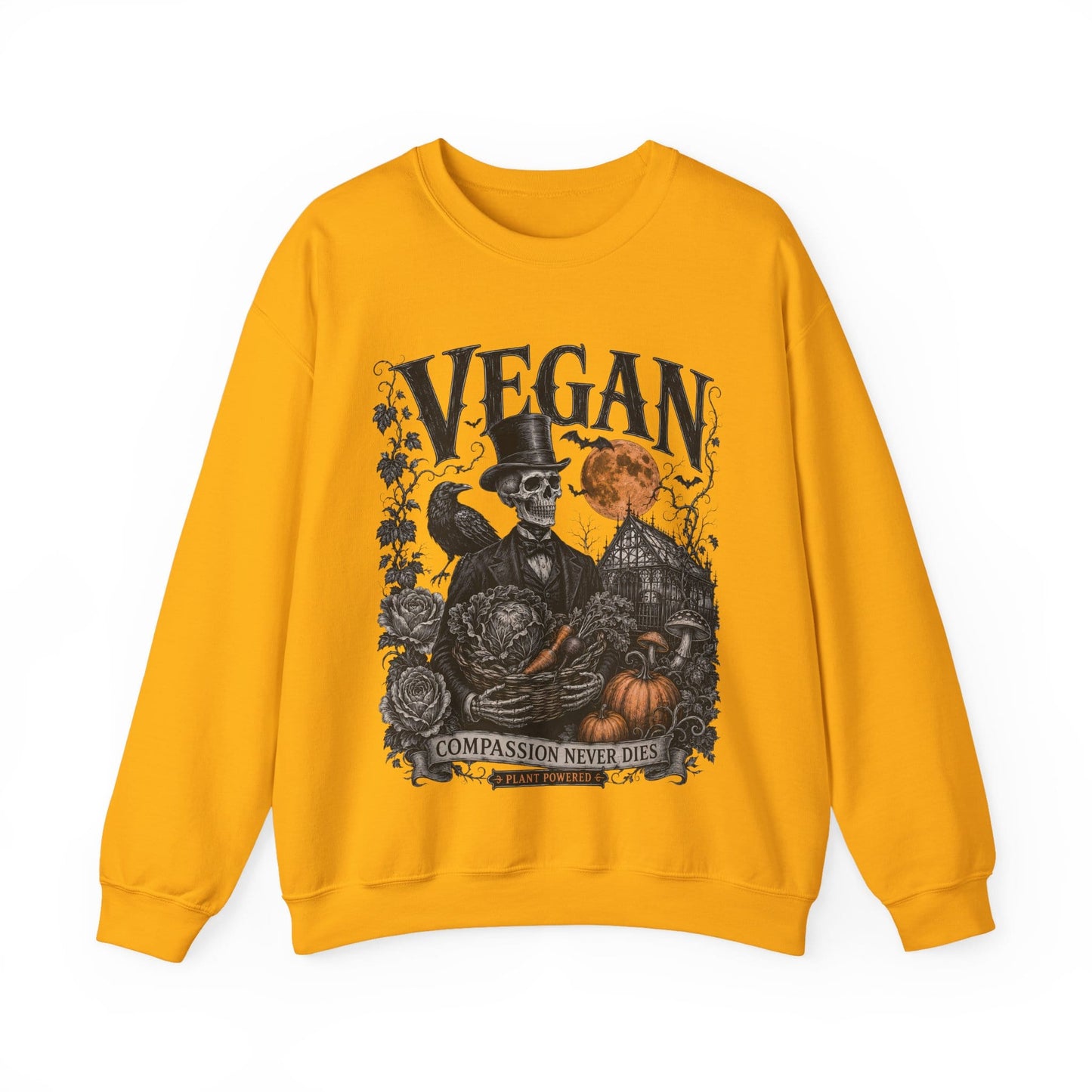 Compassion Never Dies — Vegan Halloween Crewneck Sweatshirt
