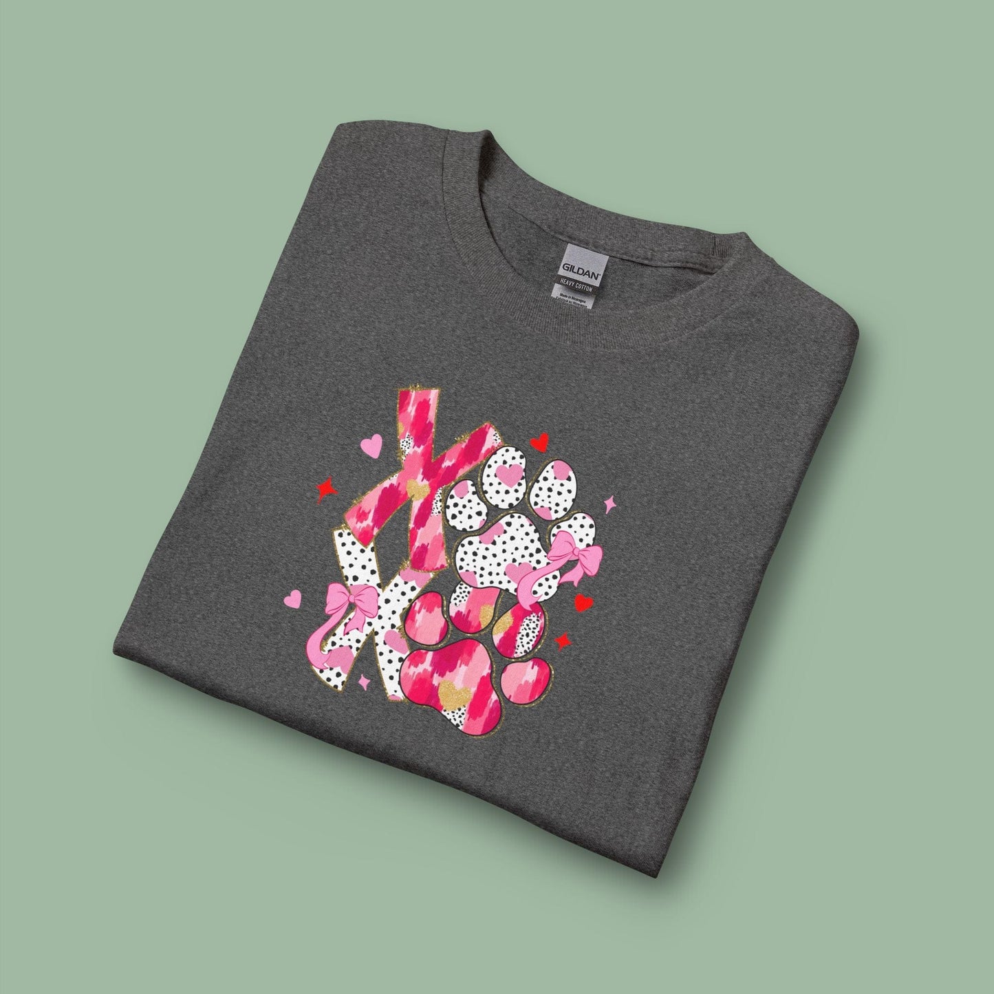 XOXO Paw Print Valentine Shirt – Vegan Long Sleeve Tee for Animal Lovers | Shop Now