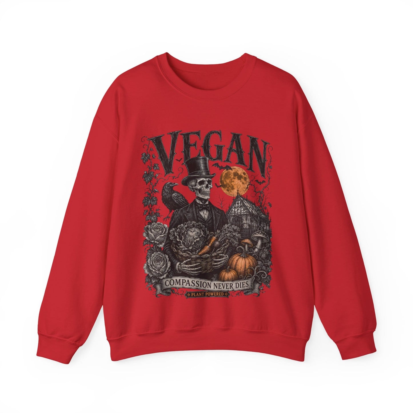 Compassion Never Dies — Vegan Halloween Crewneck Sweatshirt