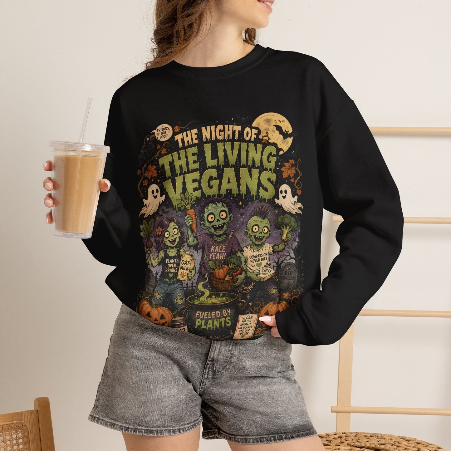The Night of the Living Vegans - Halloween - Crewneck Sweatshirt