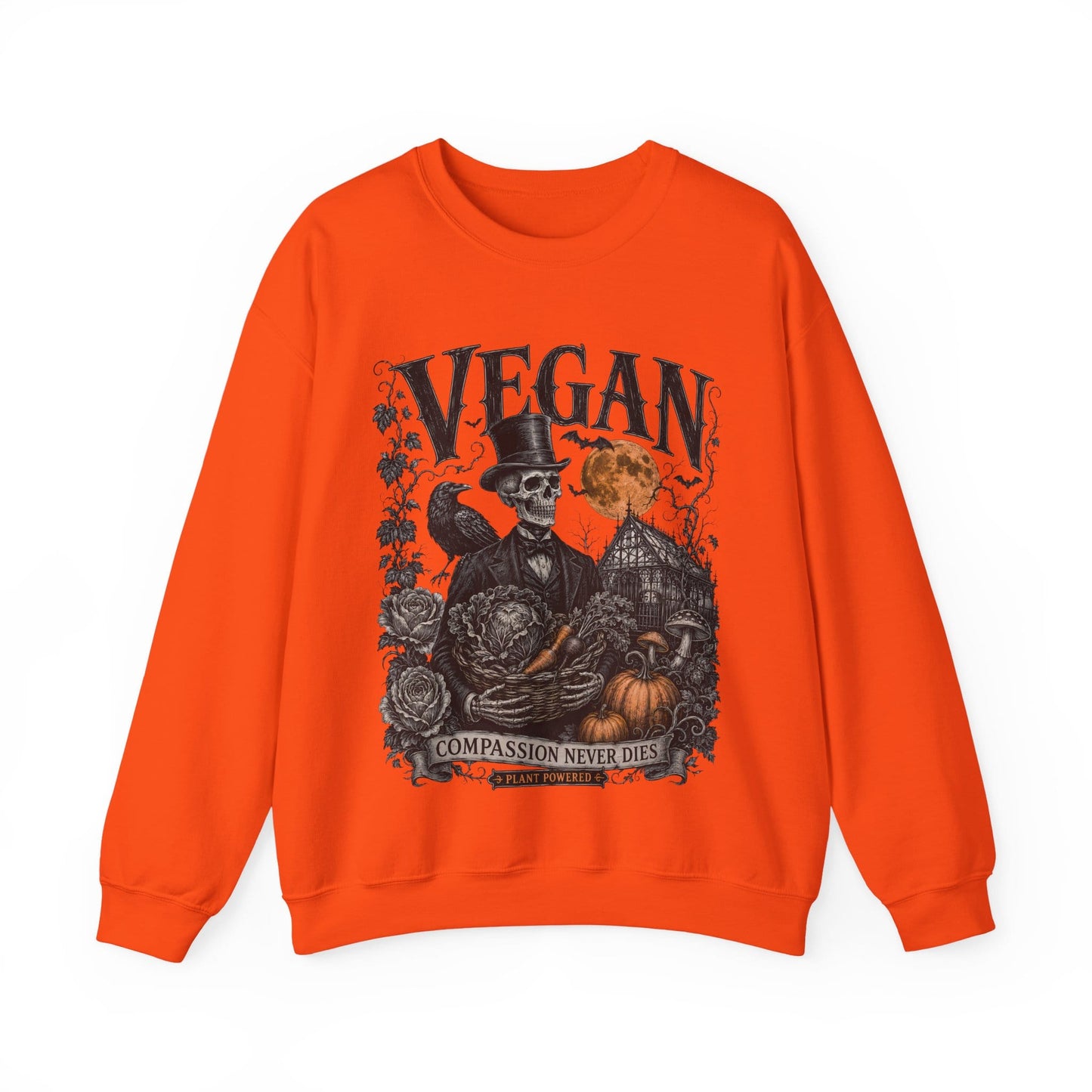 Compassion Never Dies — Vegan Halloween Crewneck Sweatshirt