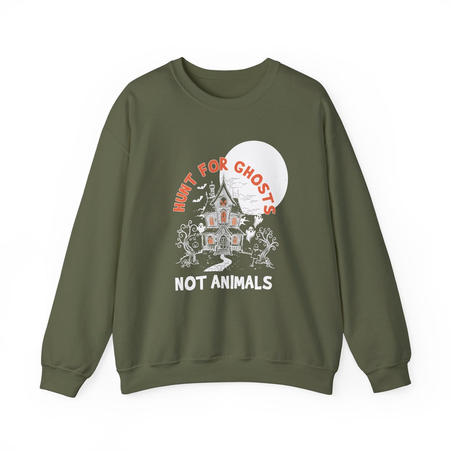 Hunt for Ghosts Not Animals - Vegan Halloween Crewneck Sweatshirt