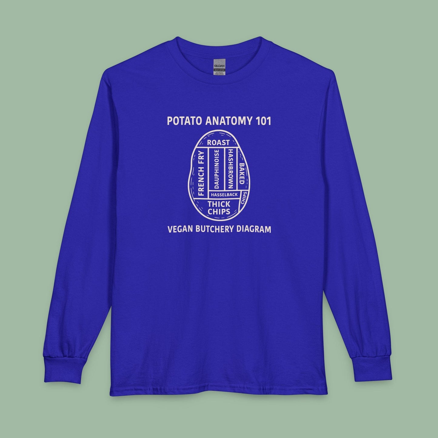 Potato Anatomy Vegan Long Sleeve Shirt Funny Food Design