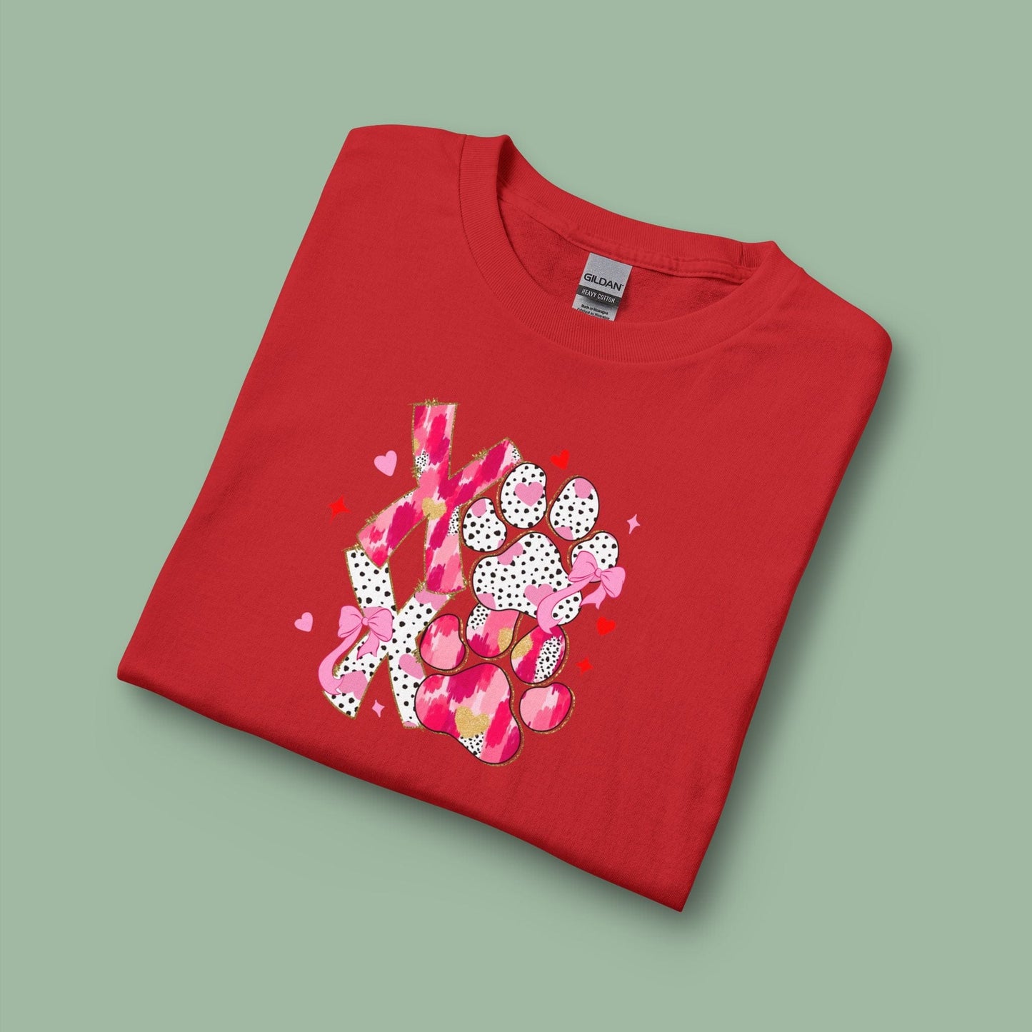 XOXO Paw Print Valentine Shirt – Vegan Long Sleeve Tee for Animal Lovers | Shop Now