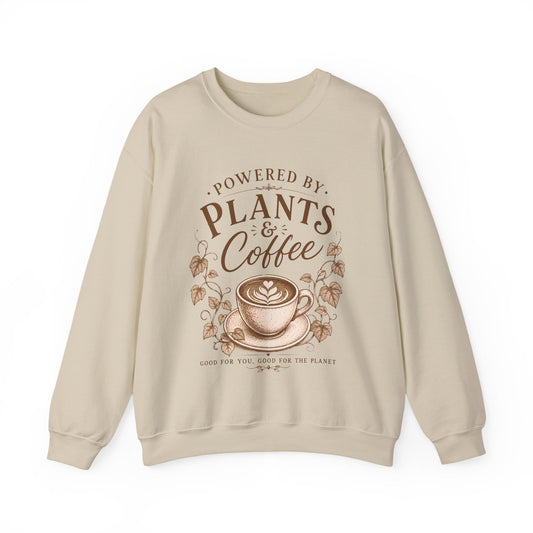 Powered by Plants & Coffee — Botanical Coffee Lover Crewneck Sweatshirt