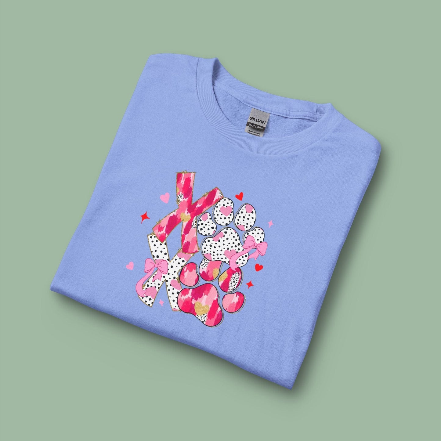 XOXO Paw Print Valentine Shirt – Vegan Long Sleeve Tee for Animal Lovers | Shop Now