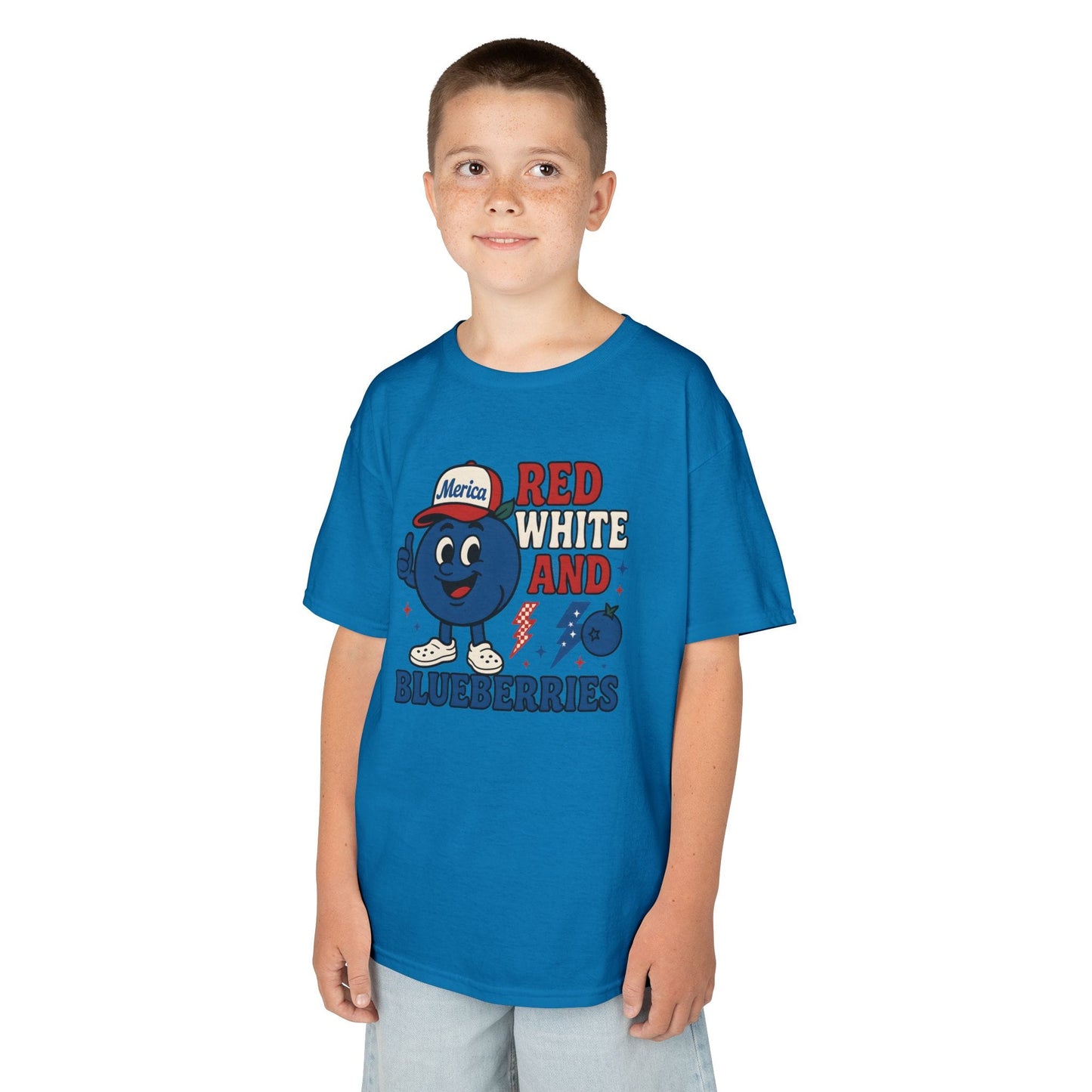 Red, White and Blueberries Patriotic Blueberry Graphic Kids T-Shirt