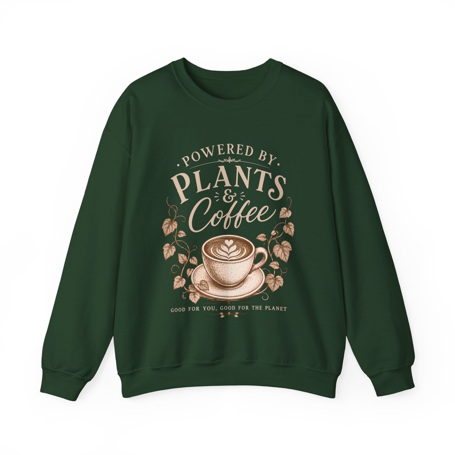 Powered by Plants & Coffee — Botanical Coffee Lover Crewneck Sweatshirt