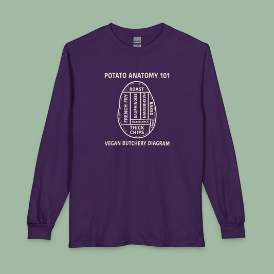 Potato Anatomy Vegan Long Sleeve Shirt Funny Food Design