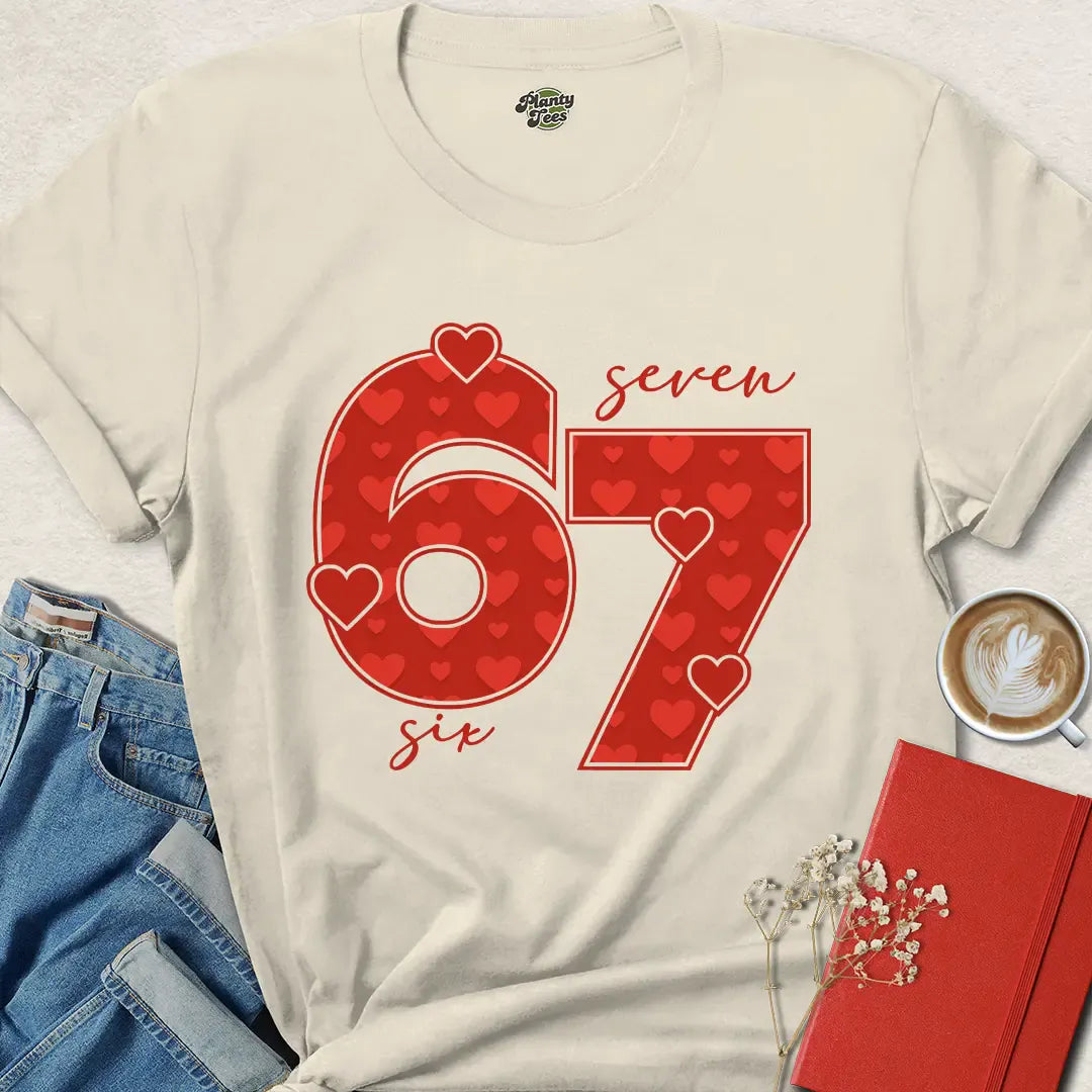 Valentine's Day 67 Heart Shirt – Bold Red Graphic Tee for Love & Gifting | Limited Stock – Order Now