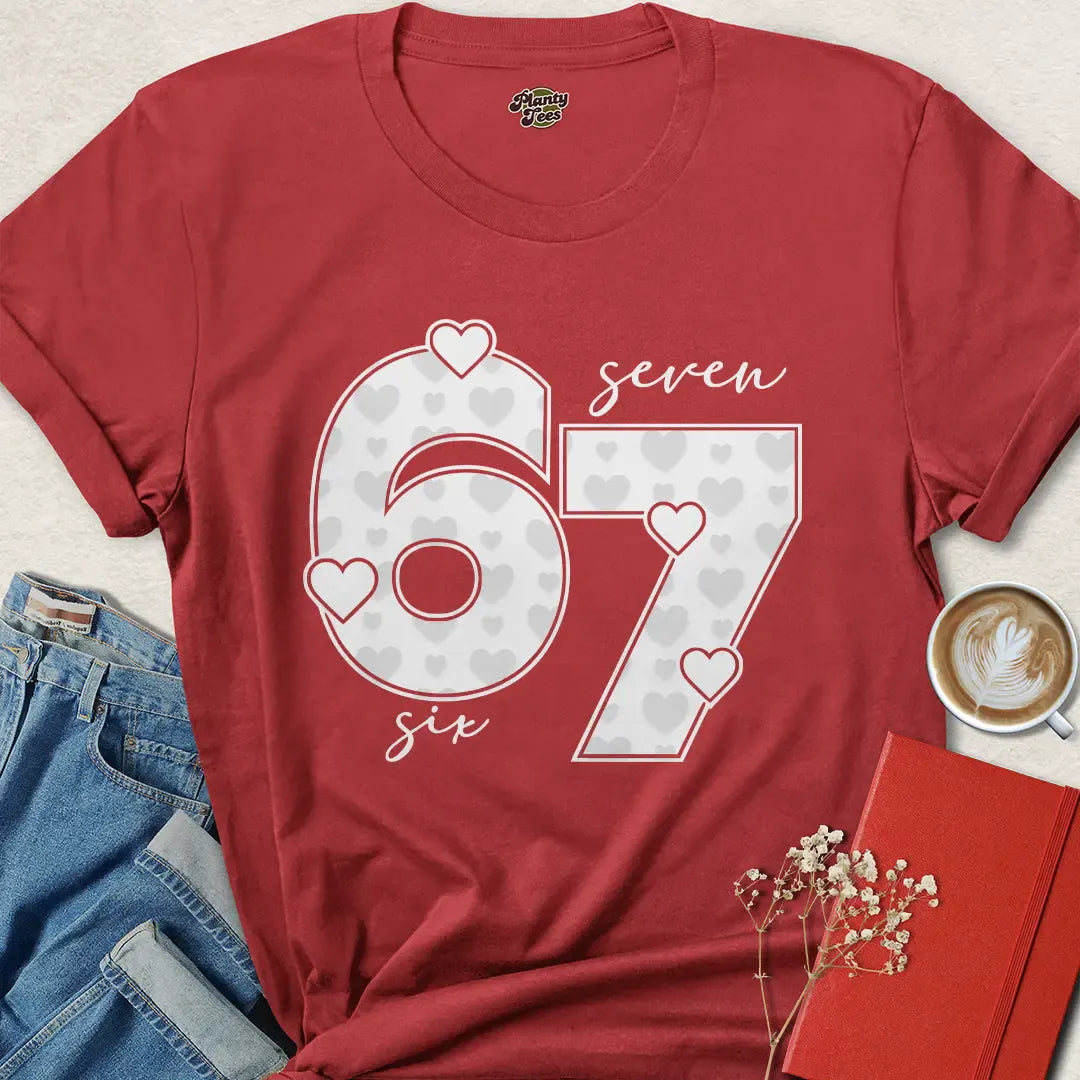 Valentine's Day 67 Heart Shirt – Bold Red Graphic Tee for Love & Gifting | Limited Stock – Order Now