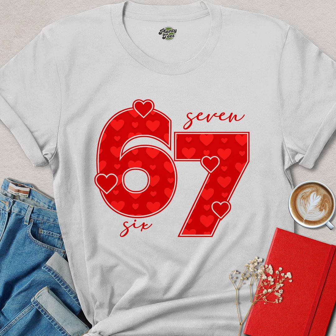 Valentine's Day 67 Heart Shirt – Bold Red Graphic Tee for Love & Gifting | Limited Stock – Order Now