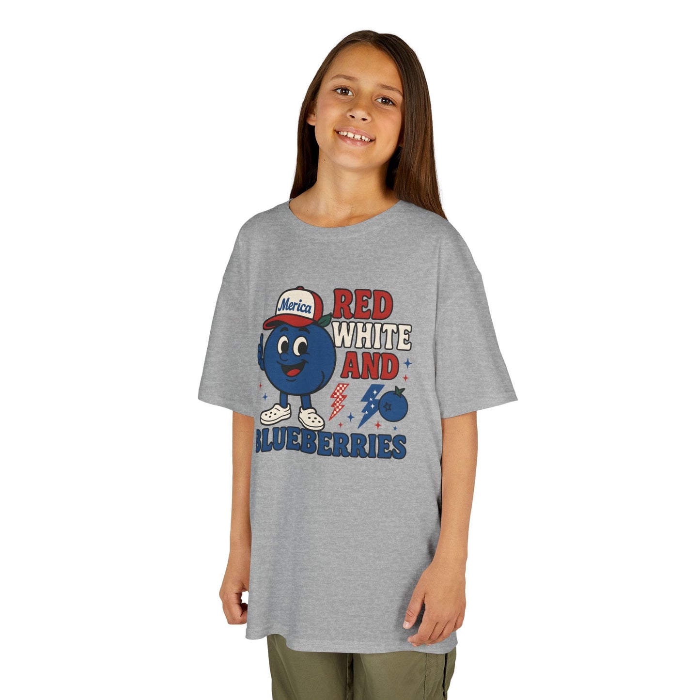 Red, White and Blueberries Patriotic Blueberry Graphic Kids T-Shirt