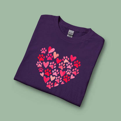 Paw Print Heart Valentine Tee – Vegan Animal Lover Long Sleeve Shirt | Order Now