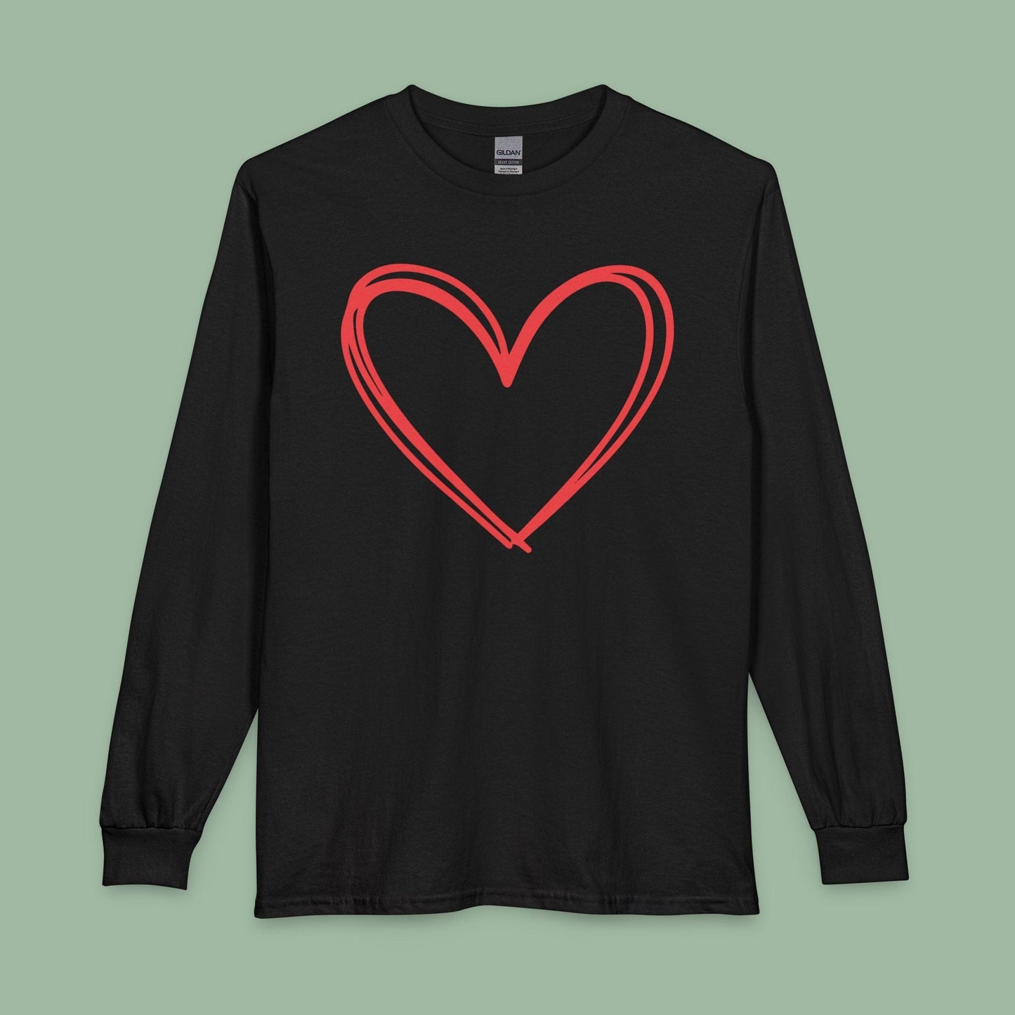 Long Sleeve Valentine Heart Tee – Cozy Vegan Shirt for Chilly Love Days | Shop Now
