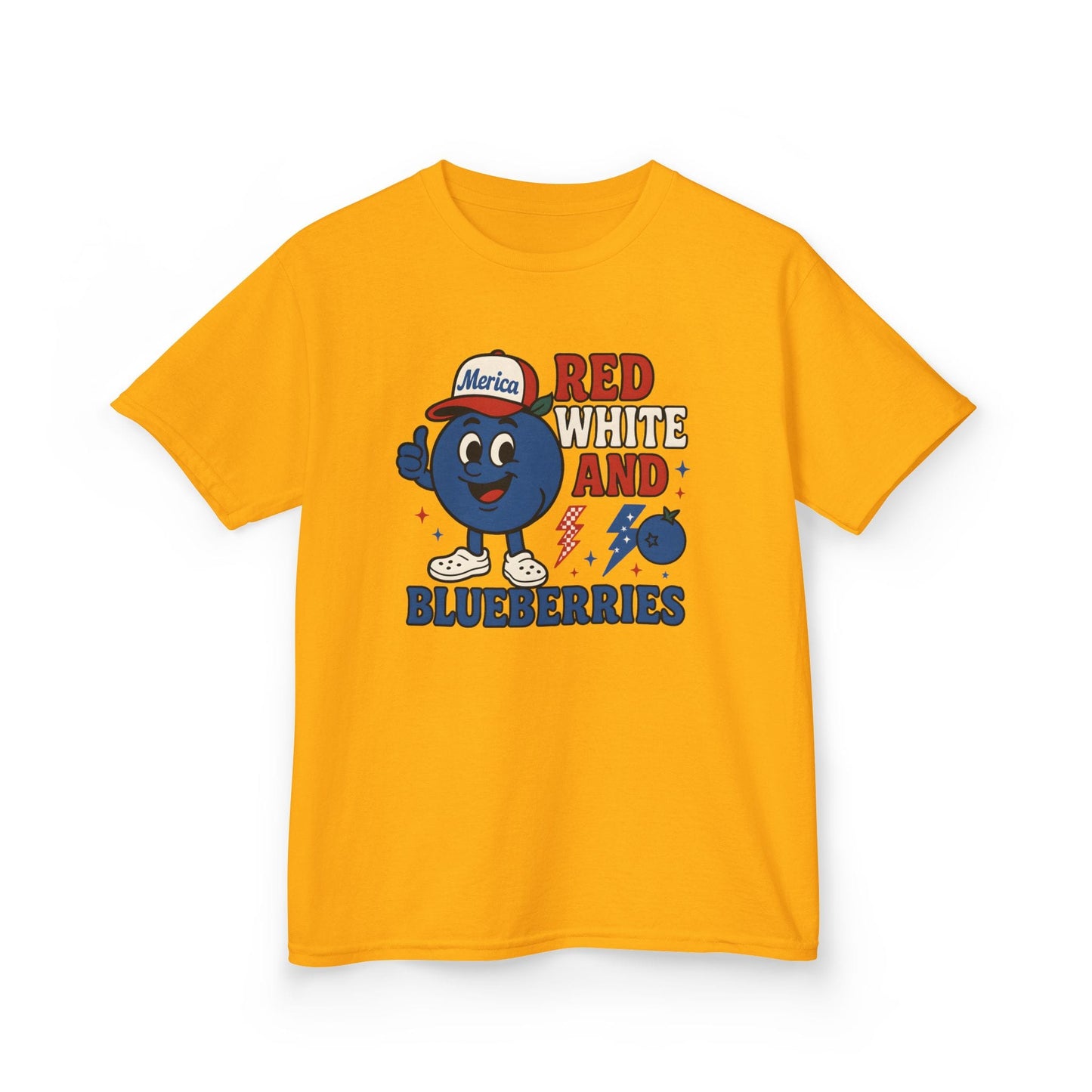 Red, White and Blueberries Patriotic Blueberry Graphic Kids T-Shirt