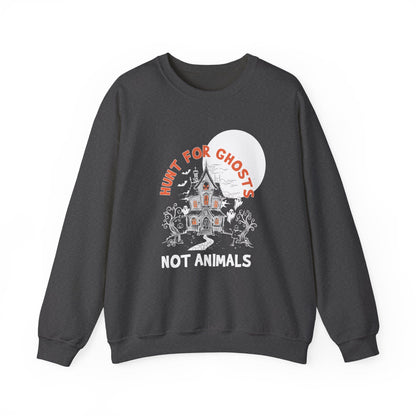 Hunt for Ghosts Not Animals - Vegan Halloween Crewneck Sweatshirt