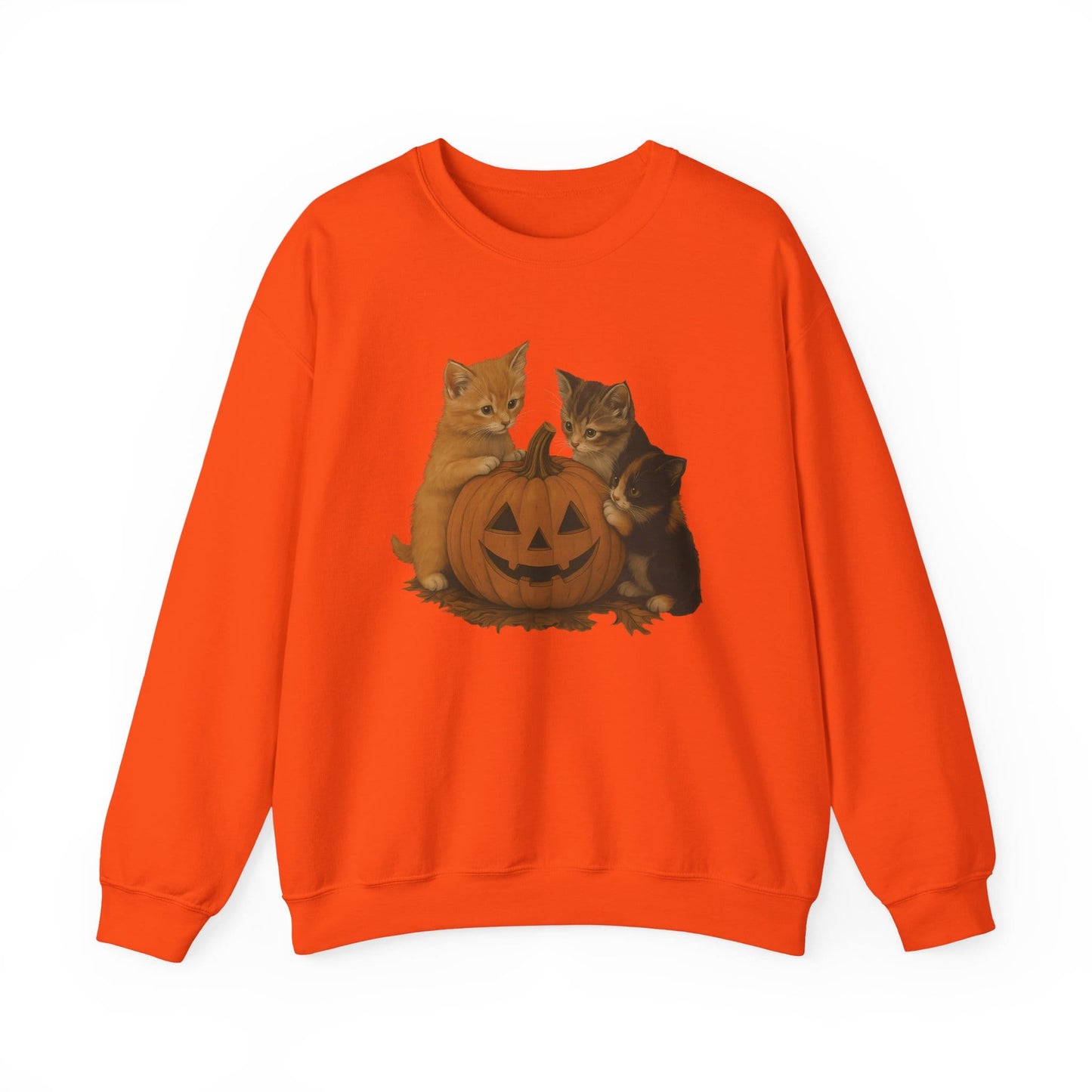 Cute Cats with Jack-O’-Lantern Crewneck Halloween Sweatshirt