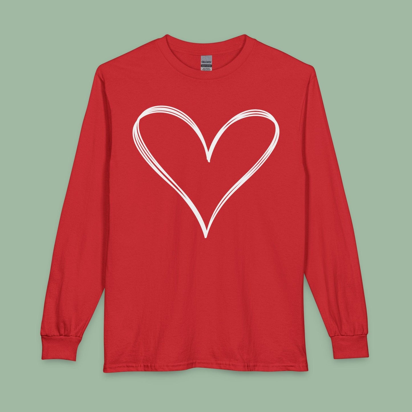 Valentine’s Day Vegan Heart Shirt – Eco-Friendly Long Sleeve Tee | Order Now