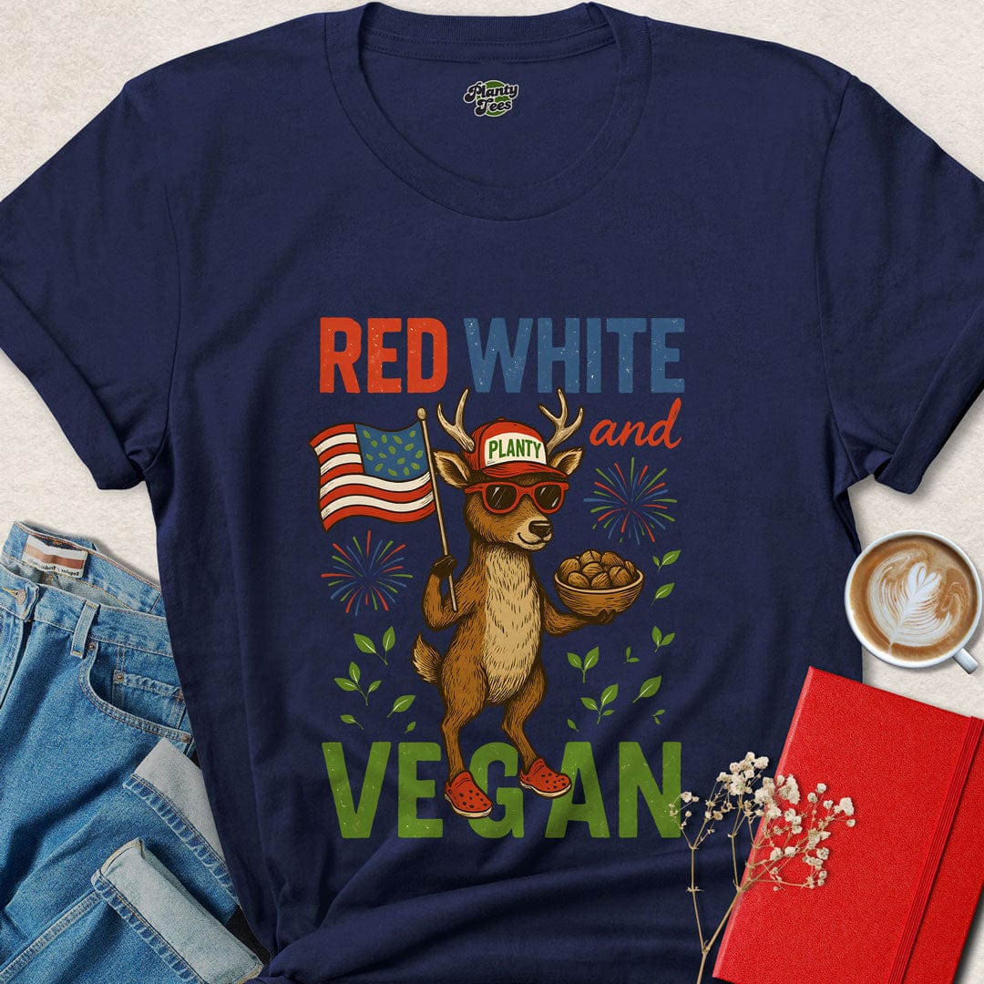 American Patriotic Vegan Deer T-Shirt