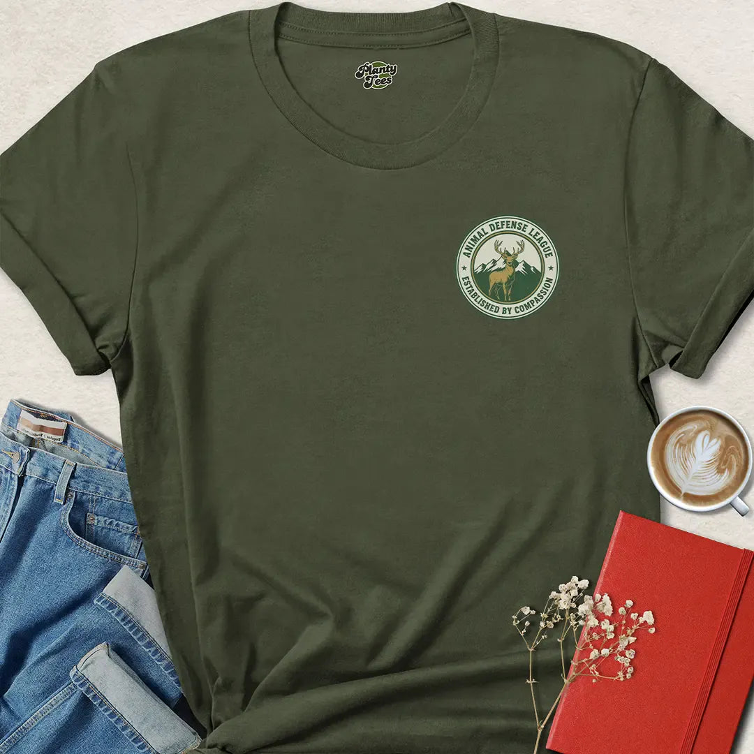 Animal Defense League Shirt – Ethical Badge Tee for Compassionate Activists