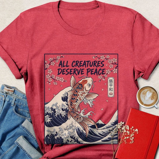 All Creatures Deserve Peace Japanese Inspired T-shirt