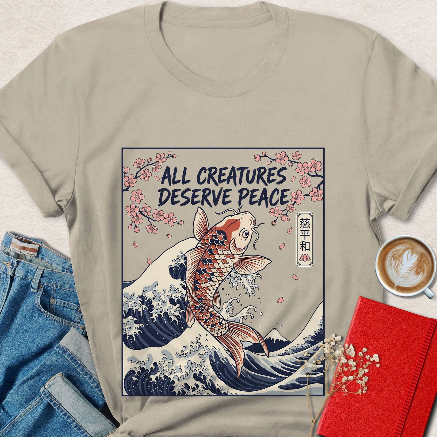 All Creatures Deserve Peace Japanese Inspired T-shirt
