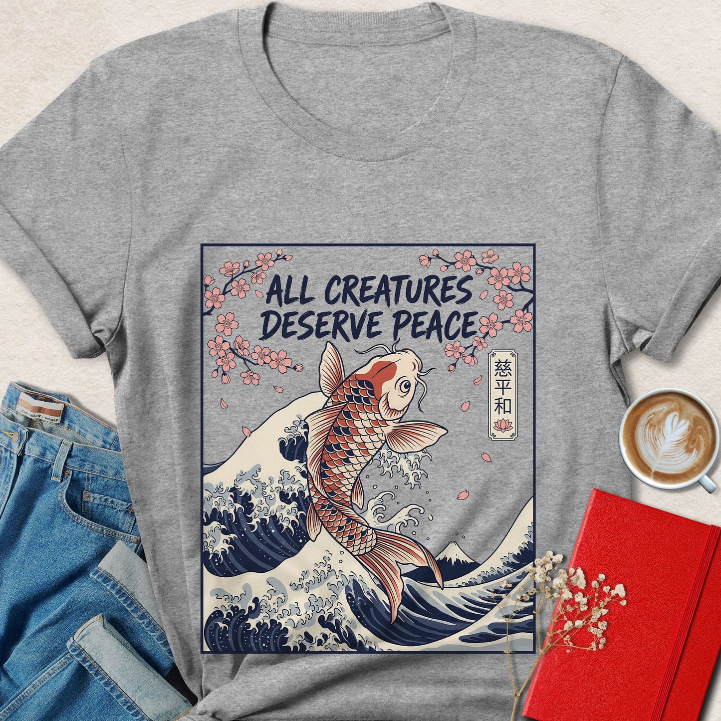 All Creatures Deserve Peace Japanese Inspired T-shirt