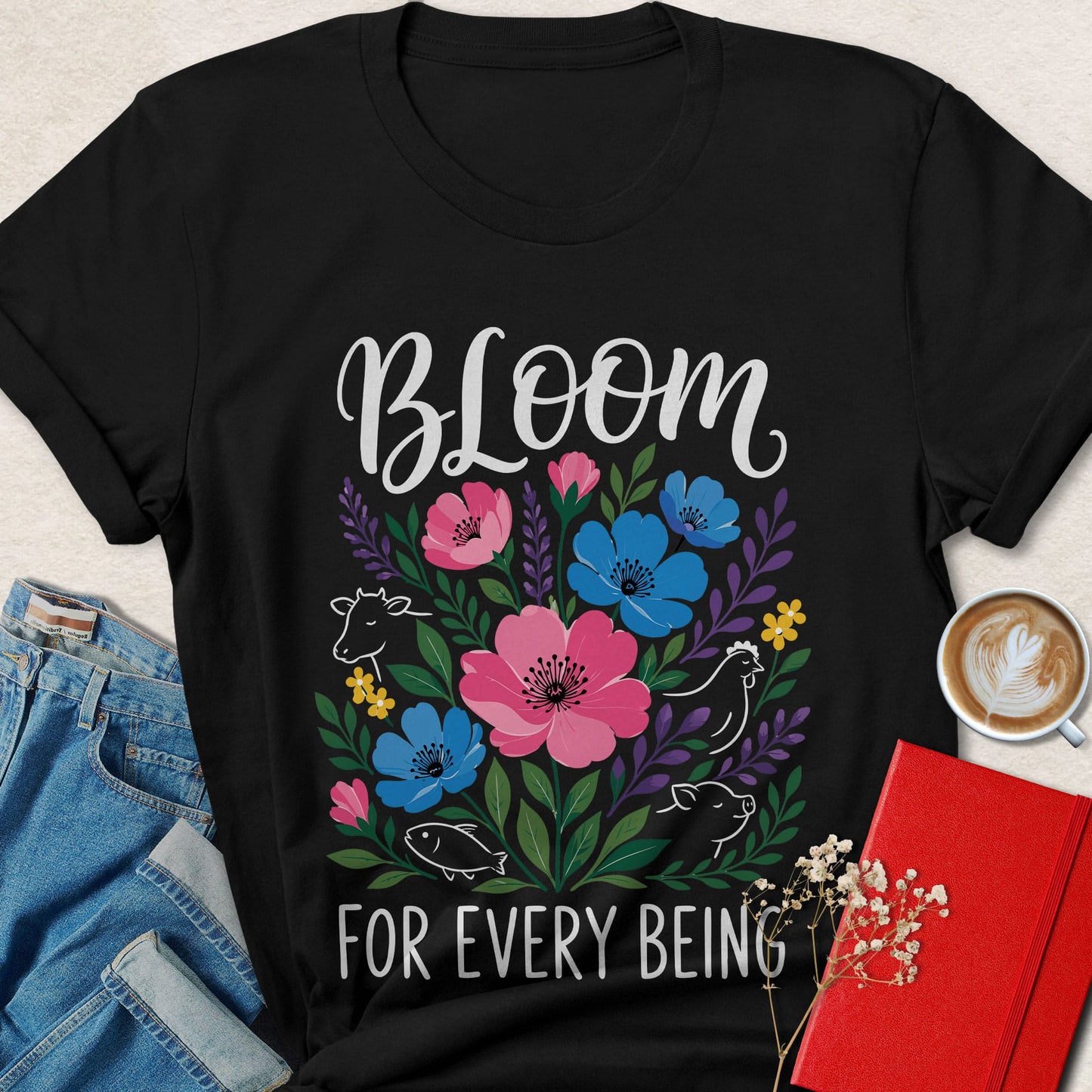 Bloom for Every Being Vegan Animal Rights T-Shirt