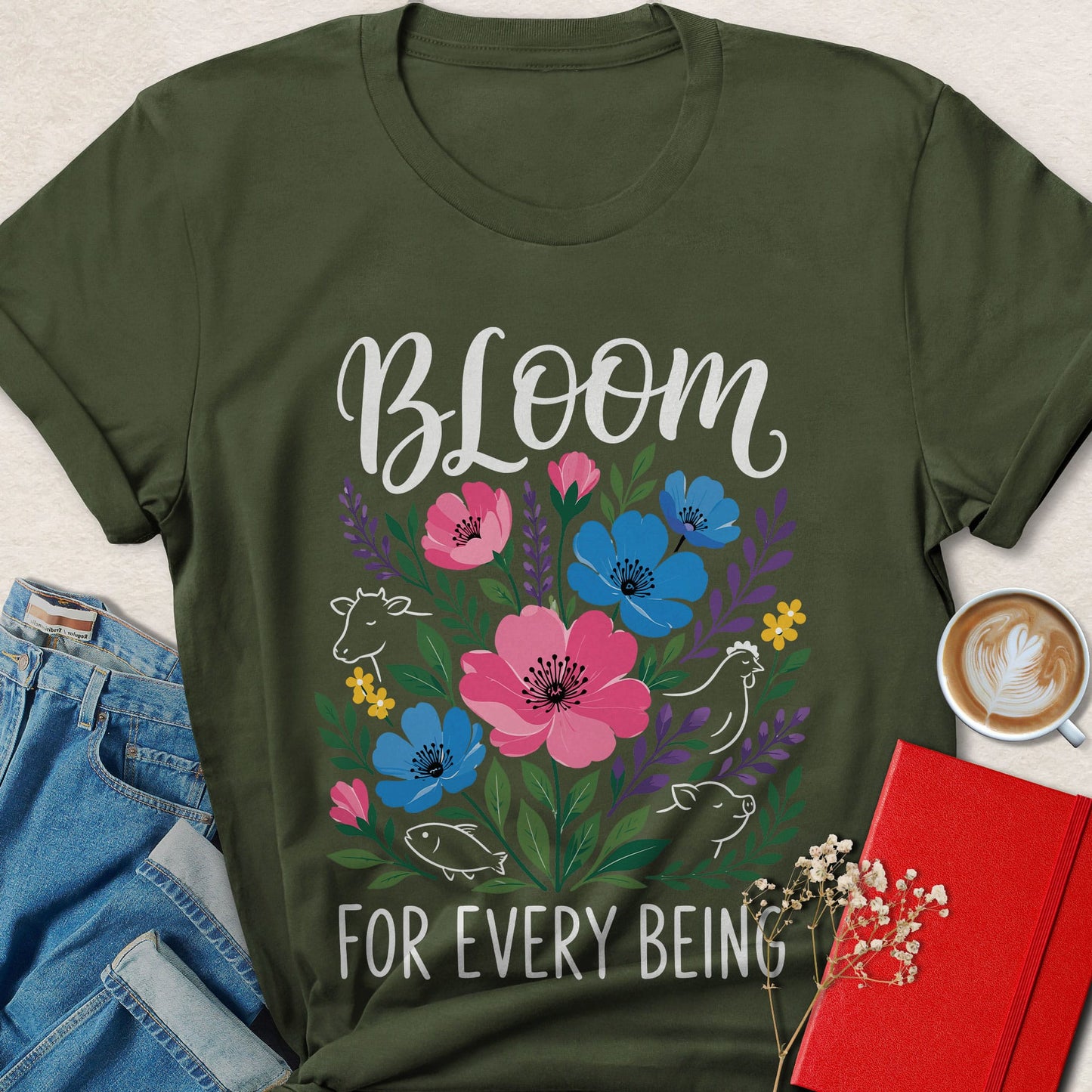 Bloom for Every Being Vegan Animal Rights T-Shirt
