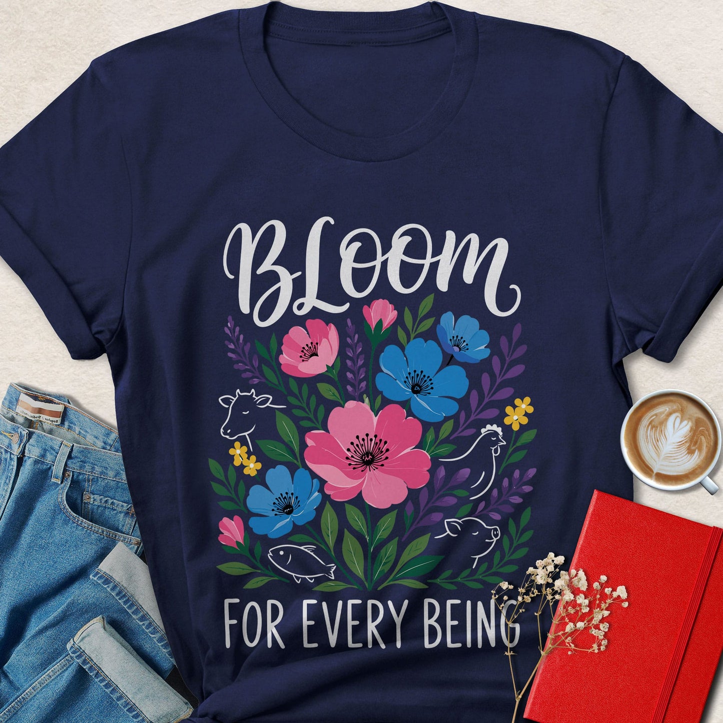 Bloom for Every Being Vegan Animal Rights T-Shirt