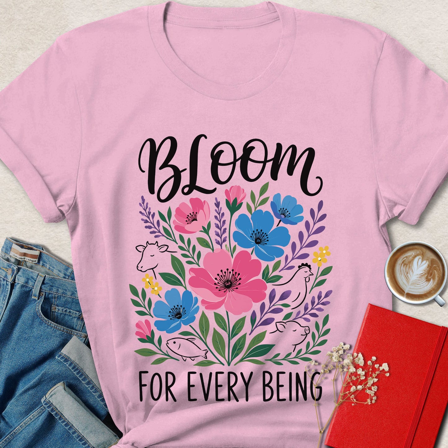 Bloom for Every Being Vegan Animal Rights T-Shirt