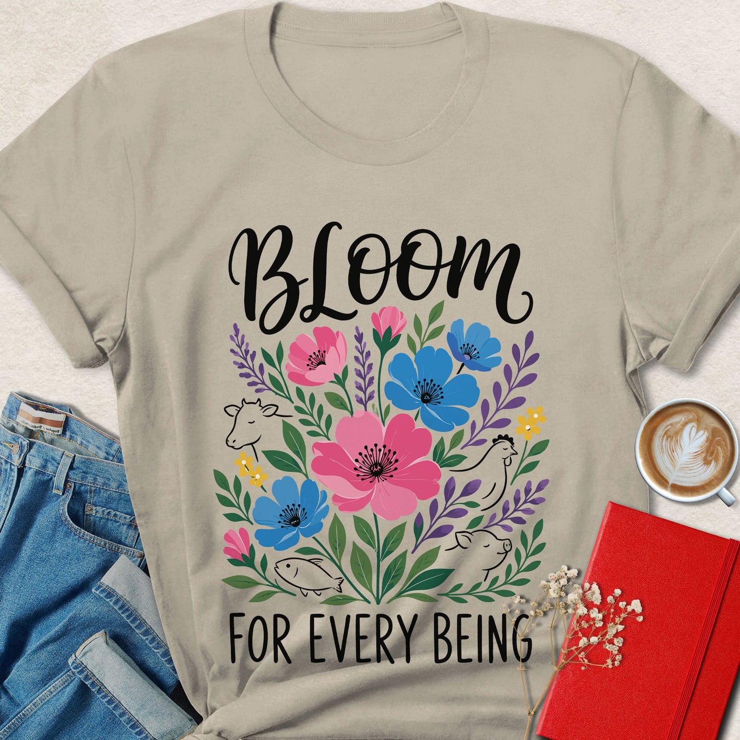 Bloom for Every Being Vegan Animal Rights T-Shirt