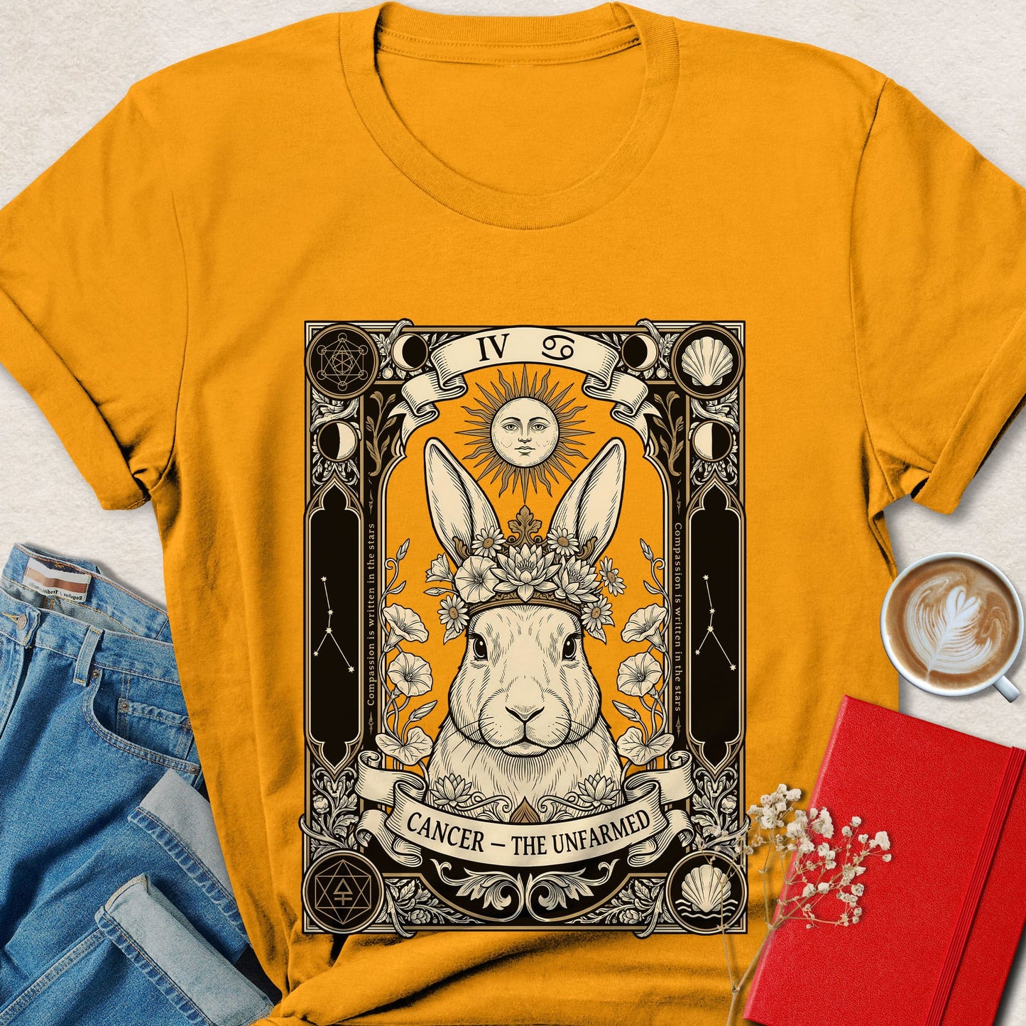 Cancer Zodiac Rabbit Vegan Shirt Animal Rights Tee