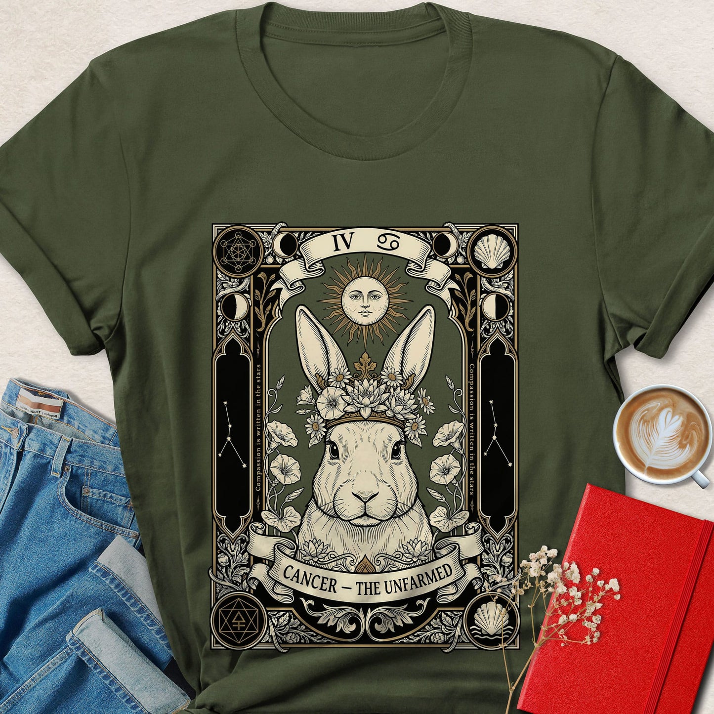 Cancer Zodiac Rabbit Vegan Shirt Animal Rights Tee