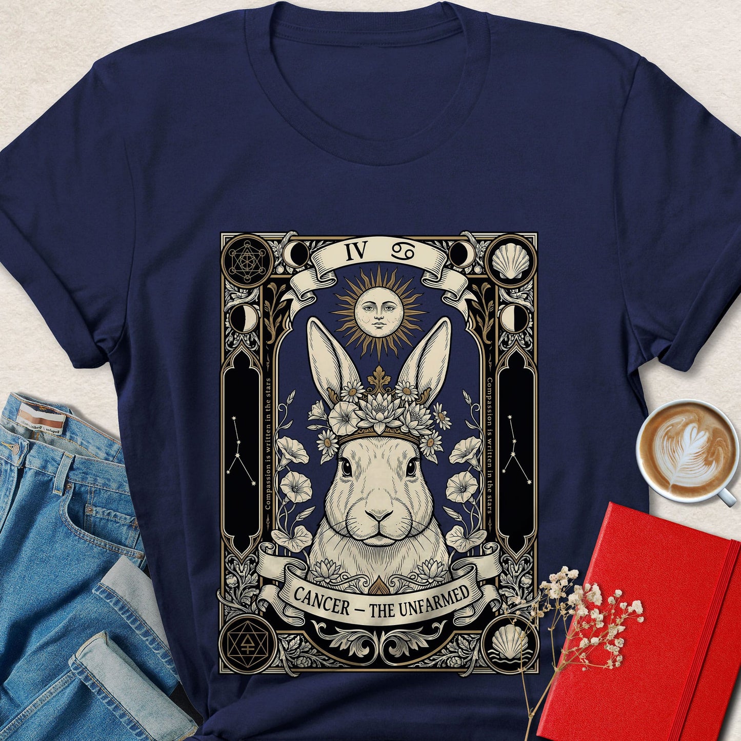 Cancer Zodiac Rabbit Vegan Shirt Animal Rights Tee