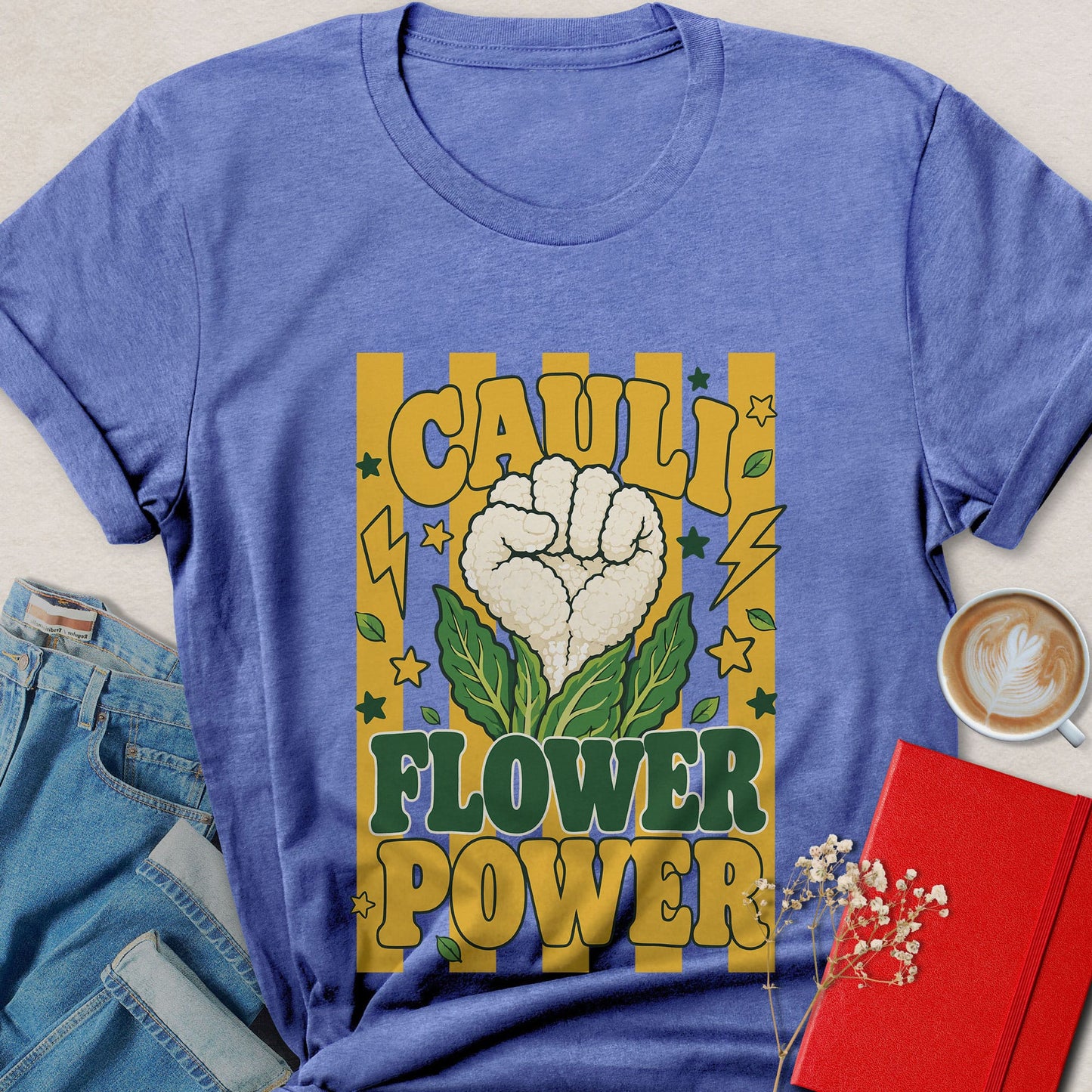 Cauli Flower Power T-shirt | Funny Retro Vegan Veggie Tee