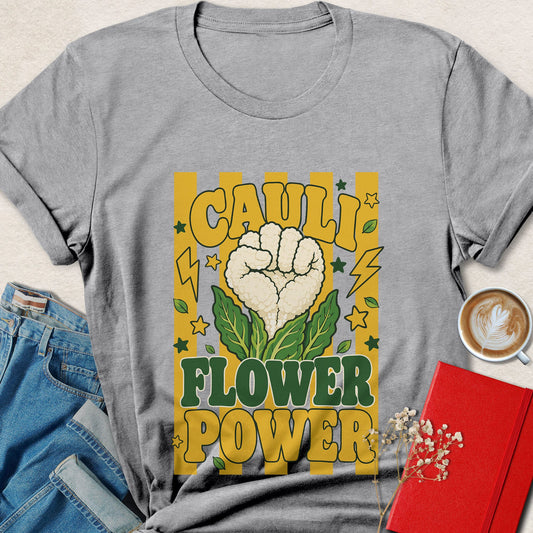 Cauli Flower Power T-shirt | Funny Retro Vegan Veggie Tee