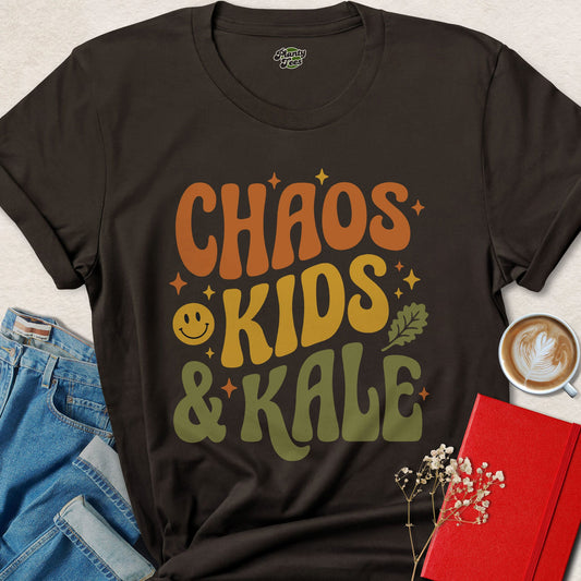 Chaos Kids and Kale Shirt Funny Vegan Parent Graphic Tee