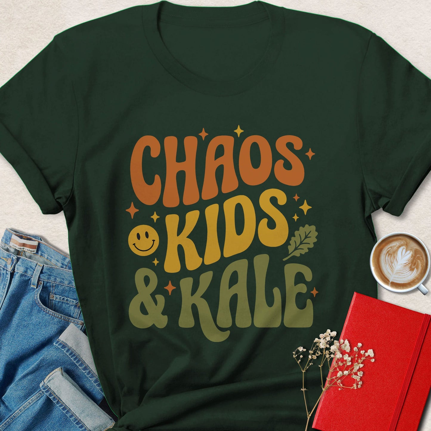 Chaos Kids and Kale Shirt Funny Vegan Parent Graphic Tee