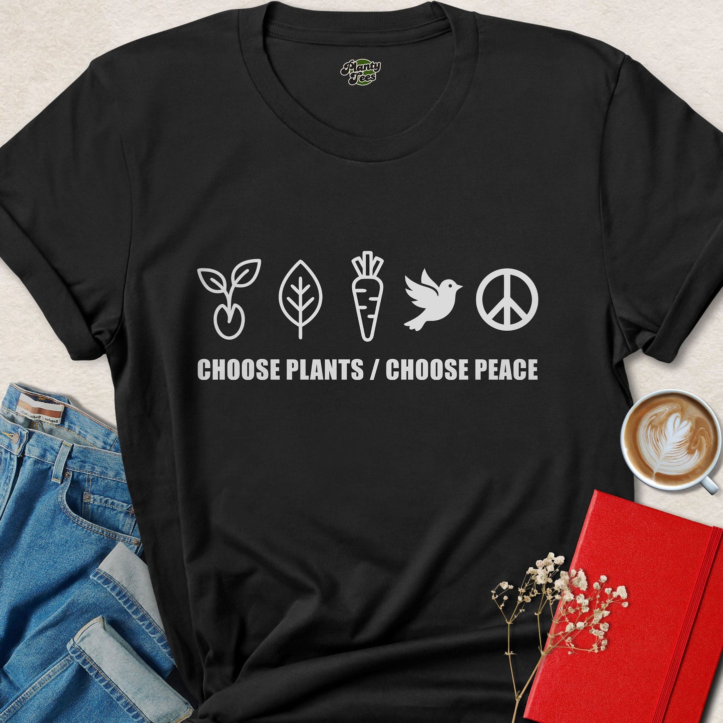 Vegan Choose Plants Choose Peace Animal Rights Shirt