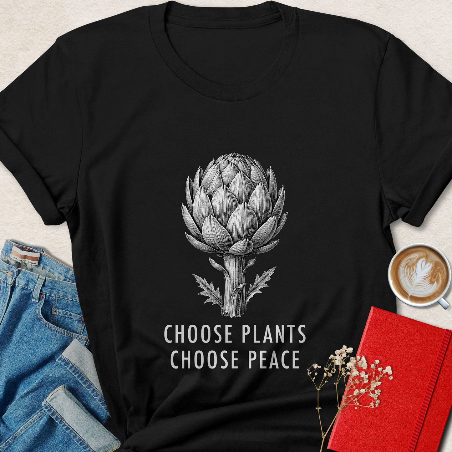 Choose Plants Choose Peace T-shirt | Minimalist Vegan Tee