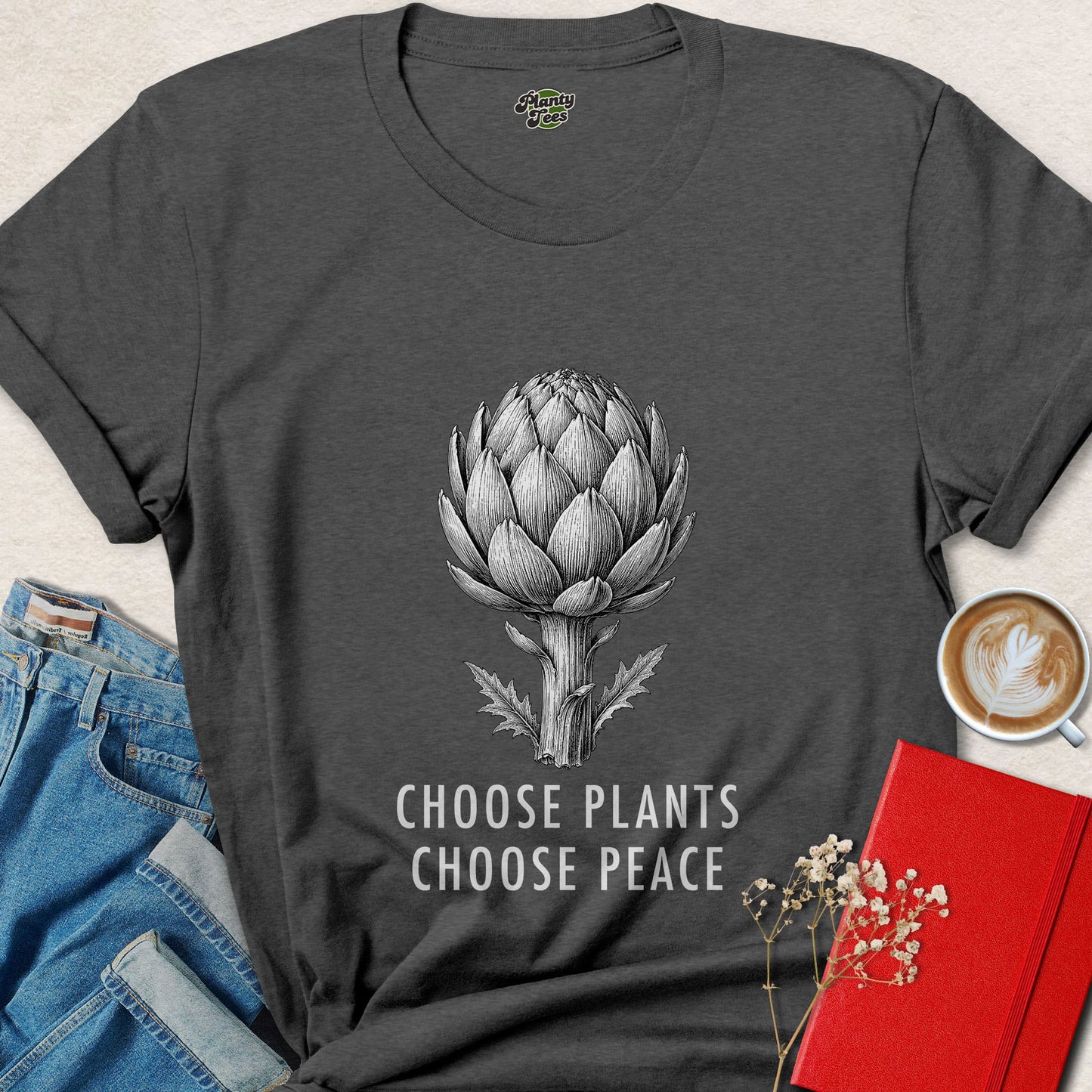 Choose Plants Choose Peace T-shirt | Minimalist Vegan Tee