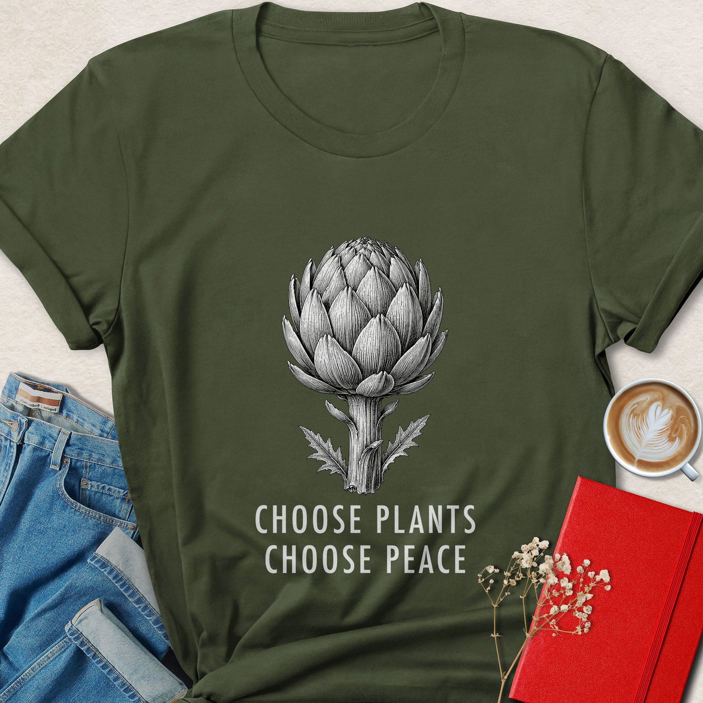 Choose Plants Choose Peace T-shirt | Minimalist Vegan Tee