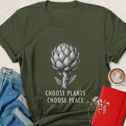 Choose Plants Choose Peace T-shirt | Minimalist Vegan Tee